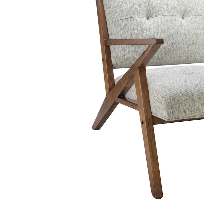 Fauteuil d'appoint du milieu du siècle Orange / Gris clair, Dossier capitonné, Cadre en bois, 1 place