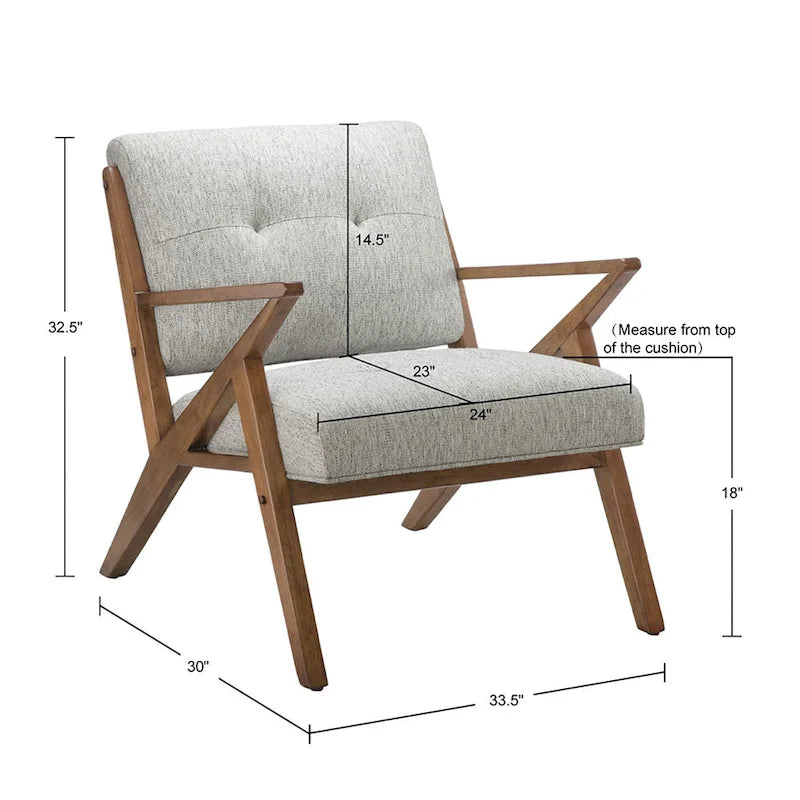 Fauteuil d'appoint du milieu du siècle Orange / Gris clair, Dossier capitonné, Cadre en bois, 1 place