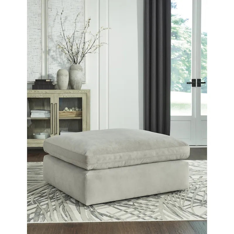 Grand pouf d'appoint en faux cuir nubuck beige/ivoire/blanc/gris, 1 personne