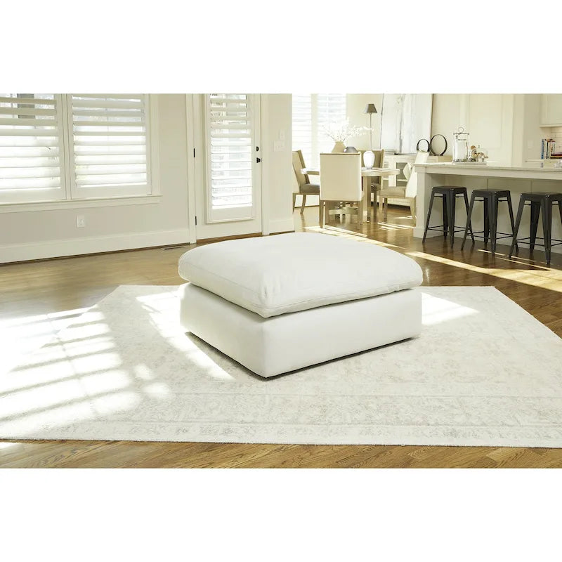 Grand pouf d'appoint en faux cuir nubuck beige/ivoire/blanc/gris, 1 personne
