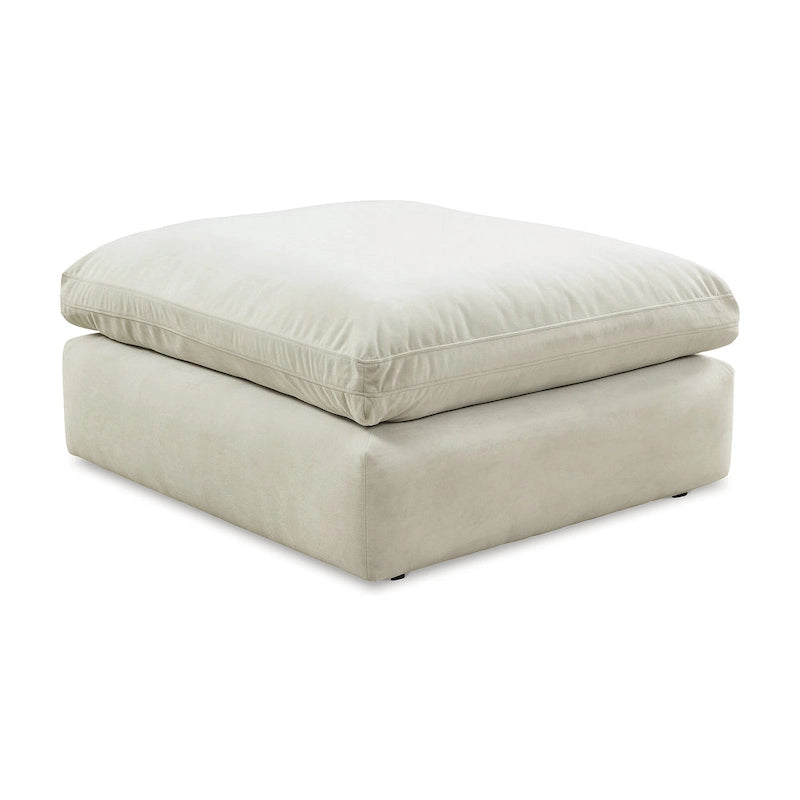 Grand pouf d'appoint en faux cuir nubuck beige/ivoire/blanc/gris, 1 personne