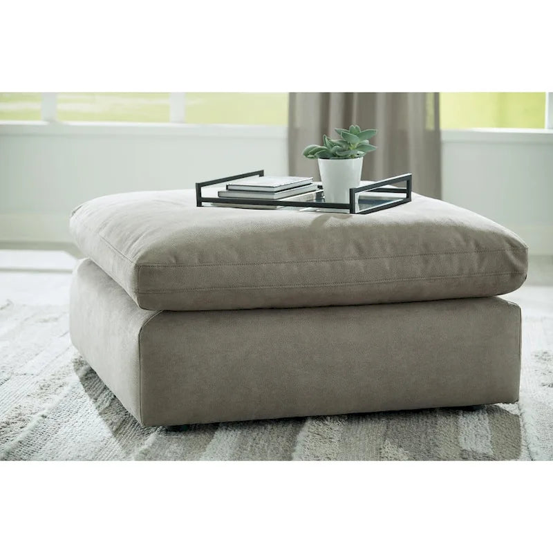 Grand pouf d'appoint en faux cuir nubuck beige/ivoire/blanc/gris, 1 personne