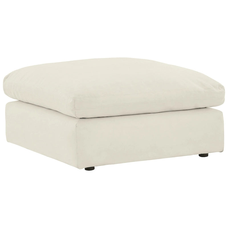 Grand pouf d'appoint en faux cuir nubuck beige/ivoire/blanc/gris, 1 personne