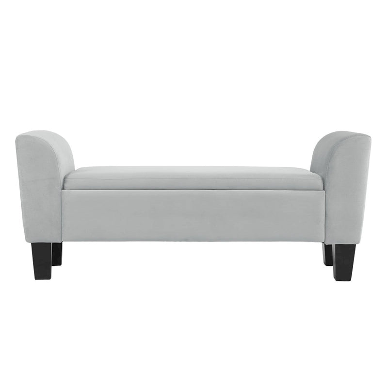 Banc ottoman en velours Mila avec rangement - 16,5L x 55l x 23H