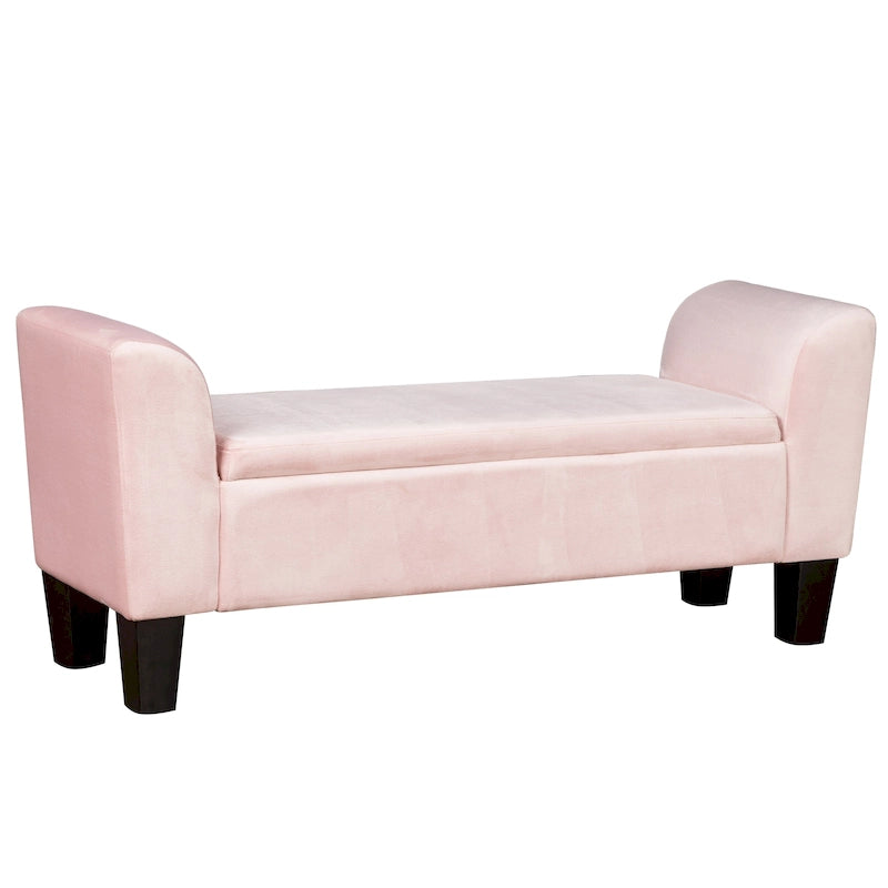 Banc ottoman en velours Mila avec rangement - 16,5L x 55l x 23H