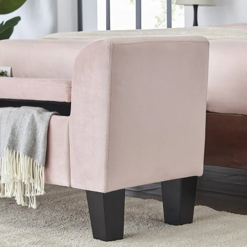 Banc ottoman en velours Mila avec rangement - 16,5L x 55l x 23H