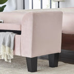 Banc ottoman en velours Mila avec rangement - 16,5L x 55l x 23H