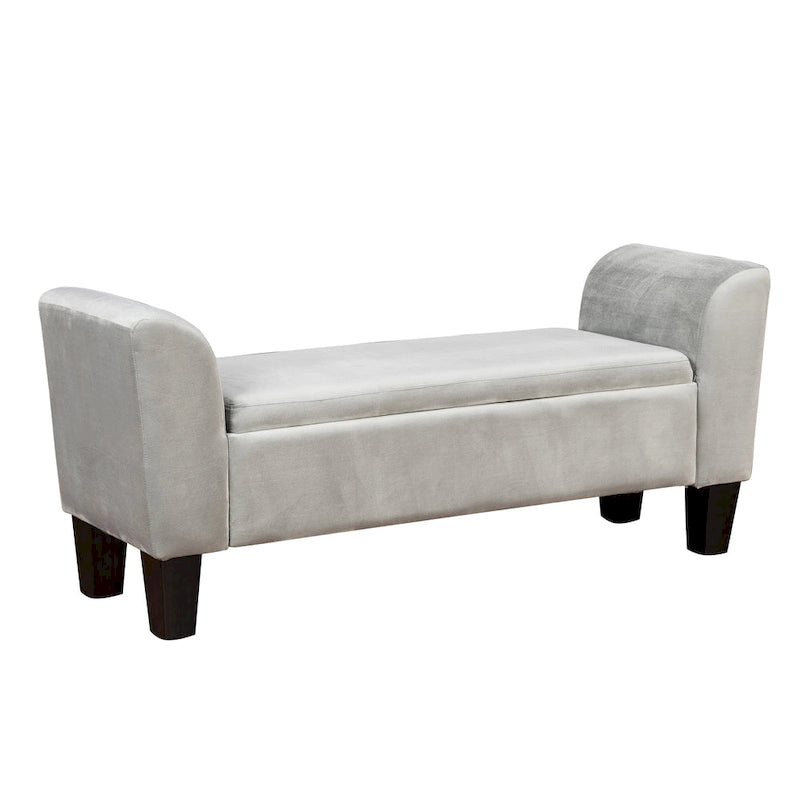 Banc ottoman en velours Mila avec rangement - 16,5L x 55l x 23H