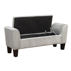 Banc ottoman en velours Mila avec rangement - 16,5L x 55l x 23H