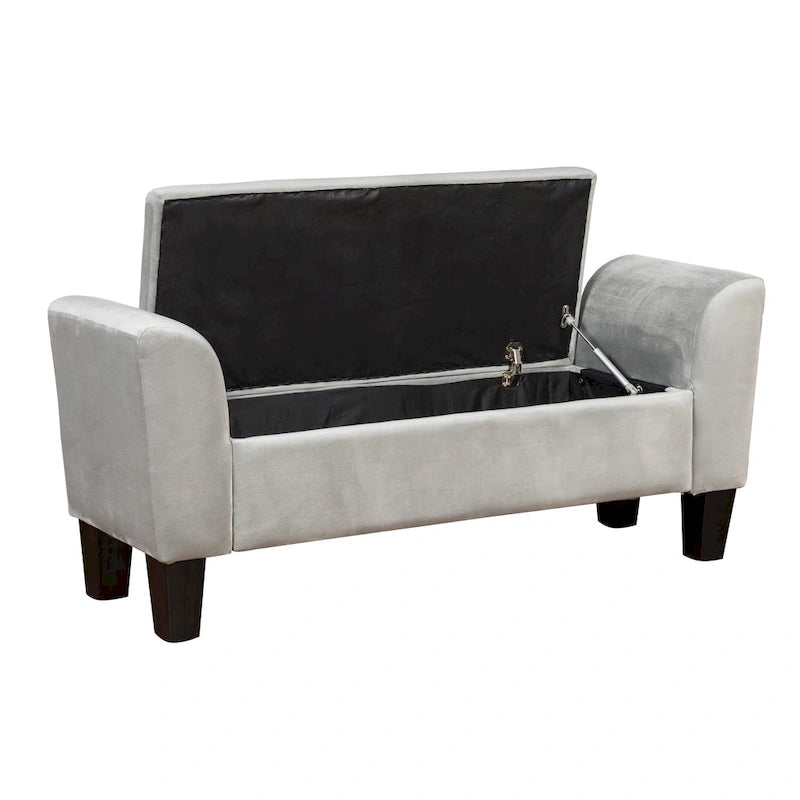 Banc ottoman en velours Mila avec rangement - 16,5L x 55l x 23H
