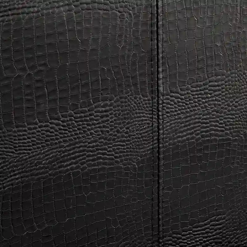 Lit plateforme profil bas en similicuir noir texturé crocodile – Du jumeau au très grand, 1–2 personnes
