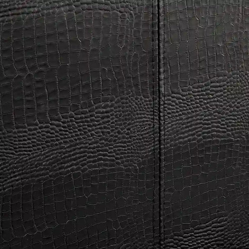 Lit plateforme profil bas en similicuir noir texturé crocodile – Du jumeau au très grand, 1–2 personnes