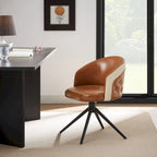 Fauteuil pivotant capitonné en similicuir – Noir/Marron, à l'unité ou lot de 2