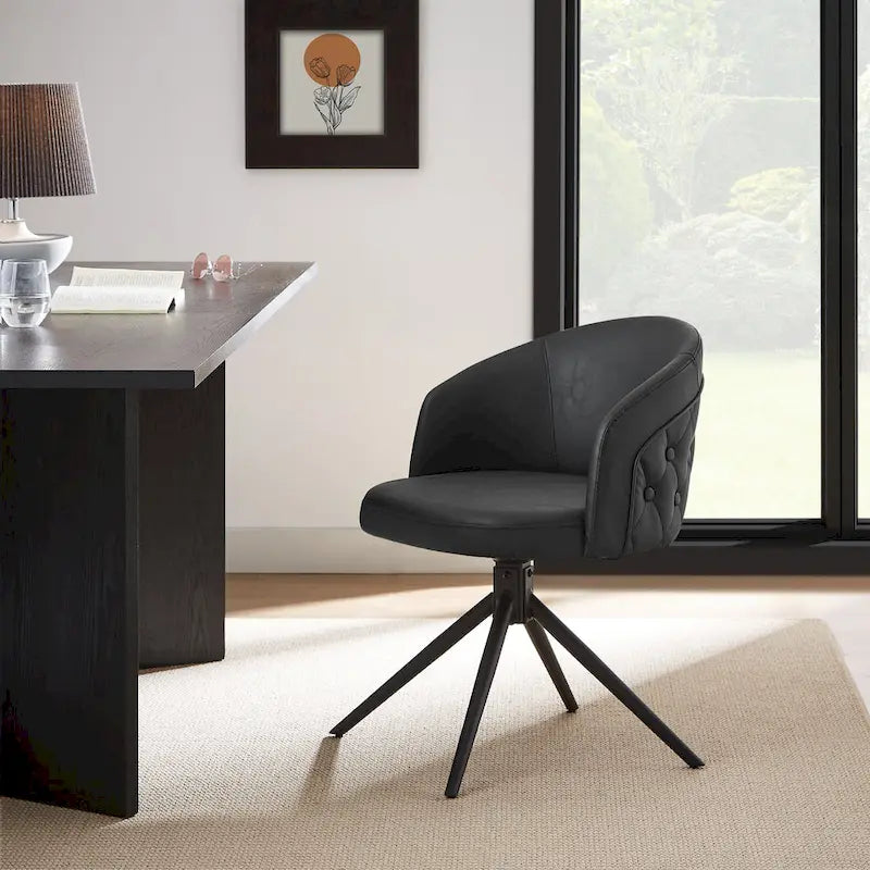 Fauteuil pivotant capitonné en similicuir – Noir/Marron, à l'unité ou lot de 2