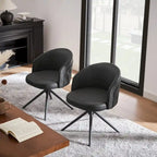 Fauteuil pivotant capitonné en similicuir – Noir/Marron, à l'unité ou lot de 2