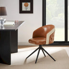 Fauteuil pivotant capitonné en similicuir – Noir/Marron, à l'unité ou lot de 2