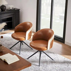 Fauteuil pivotant capitonné en similicuir – Noir/Marron, à l'unité ou lot de 2