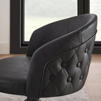 Fauteuil pivotant capitonné en similicuir – Noir/Marron, à l'unité ou lot de 2