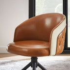 Fauteuil pivotant capitonné en similicuir – Noir/Marron, à l'unité ou lot de 2