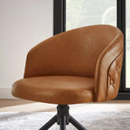 Fauteuil pivotant capitonné en similicuir – Noir/Marron, à l'unité ou lot de 2