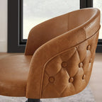 Fauteuil pivotant capitonné en similicuir – Noir/Marron, à l'unité ou lot de 2