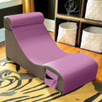 Fauteuil de sol, pouf et table convertible 3-en-1 en vinyle bleu/gris/violet/rouge/noir/vert – 1 personne