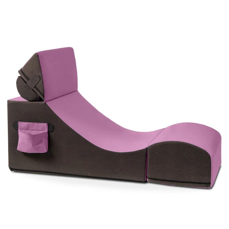 Fauteuil de sol, pouf et table convertible 3-en-1 en vinyle bleu/gris/violet/rouge/noir/vert – 1 personne