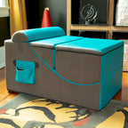 Fauteuil de sol, pouf et table convertible 3-en-1 en vinyle bleu/gris/violet/rouge/noir/vert – 1 personne