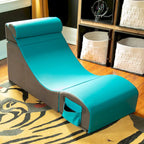 Fauteuil de sol, pouf et table convertible 3-en-1 en vinyle bleu/gris/violet/rouge/noir/vert – 1 personne