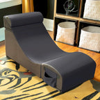 Fauteuil de sol, pouf et table convertible 3-en-1 en vinyle bleu/gris/violet/rouge/noir/vert – 1 personne