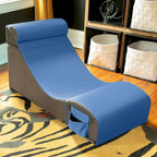 Fauteuil de sol, pouf et table convertible 3-en-1 en vinyle bleu/gris/violet/rouge/noir/vert – 1 personne
