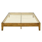 Cadre de lit plateforme en bois naturel du milieu du siècle – Grand lit / Très grand lit / Lit double