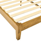 Cadre de lit plateforme en bois naturel du milieu du siècle – Grand lit / Très grand lit / Lit double