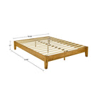 Cadre de lit plateforme en bois naturel du milieu du siècle – Grand lit / Très grand lit / Lit double