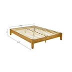 Cadre de lit plateforme en bois naturel du milieu du siècle – Grand lit / Très grand lit / Lit double