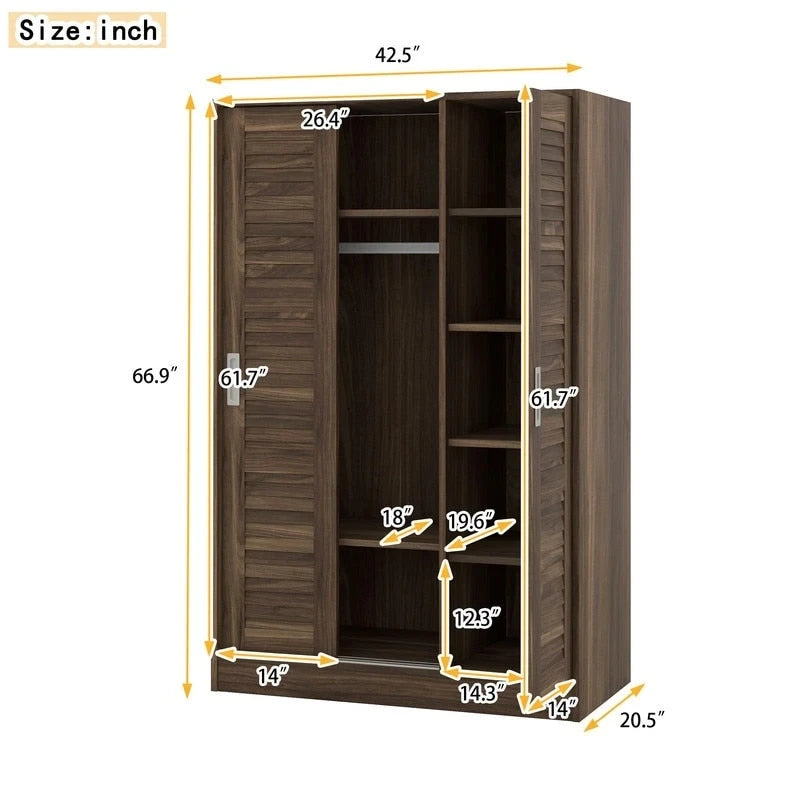 Armoire à portes battantes 3 portes avec étagères Pour Chambre