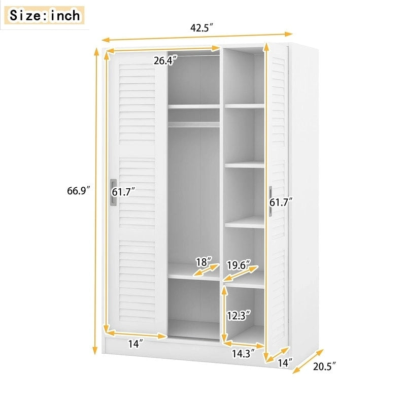 Armoire à portes battantes 3 portes avec étagères Pour Chambre