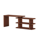 Bureau d'angle en noyer pour 1 personne avec étagère rotative à 360°
