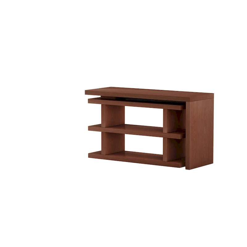 Bureau d'angle en noyer pour 1 personne avec étagère rotative à 360°