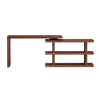 Bureau d'angle en noyer pour 1 personne avec étagère rotative à 360°