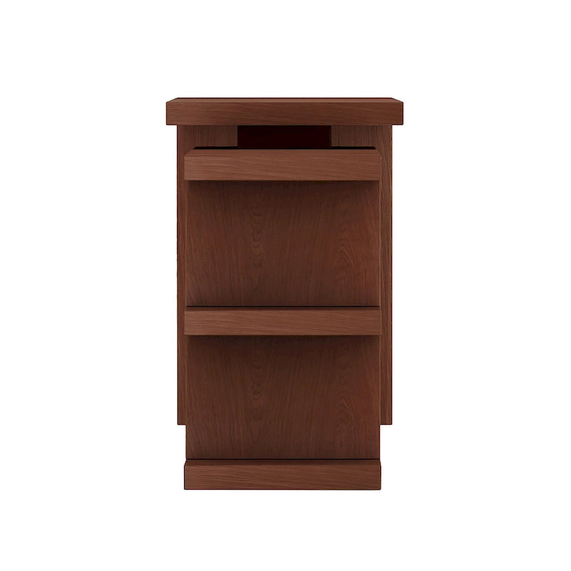 Bureau d'angle en noyer pour 1 personne avec étagère rotative à 360°