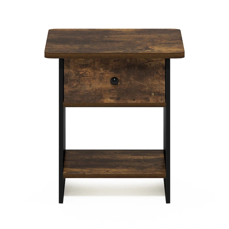 Table de chevet avec tiroir de rangement et étagère – Chêne français/Pin ambré, lot de 1 ou 2