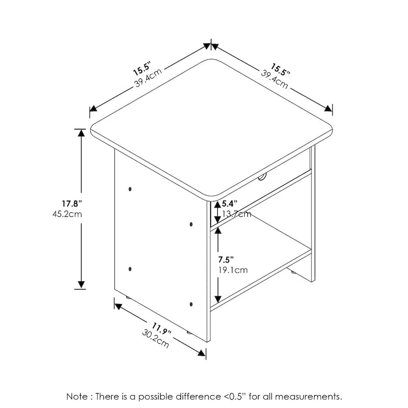 Table de chevet avec tiroir de rangement et étagère – Chêne français/Pin ambré, lot de 1 ou 2