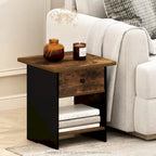 Table de chevet avec tiroir de rangement et étagère – Chêne français/Pin ambré, lot de 1 ou 2