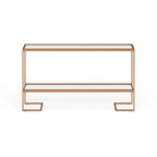 Console dorée glamour, plateau en verre, 1 pièce