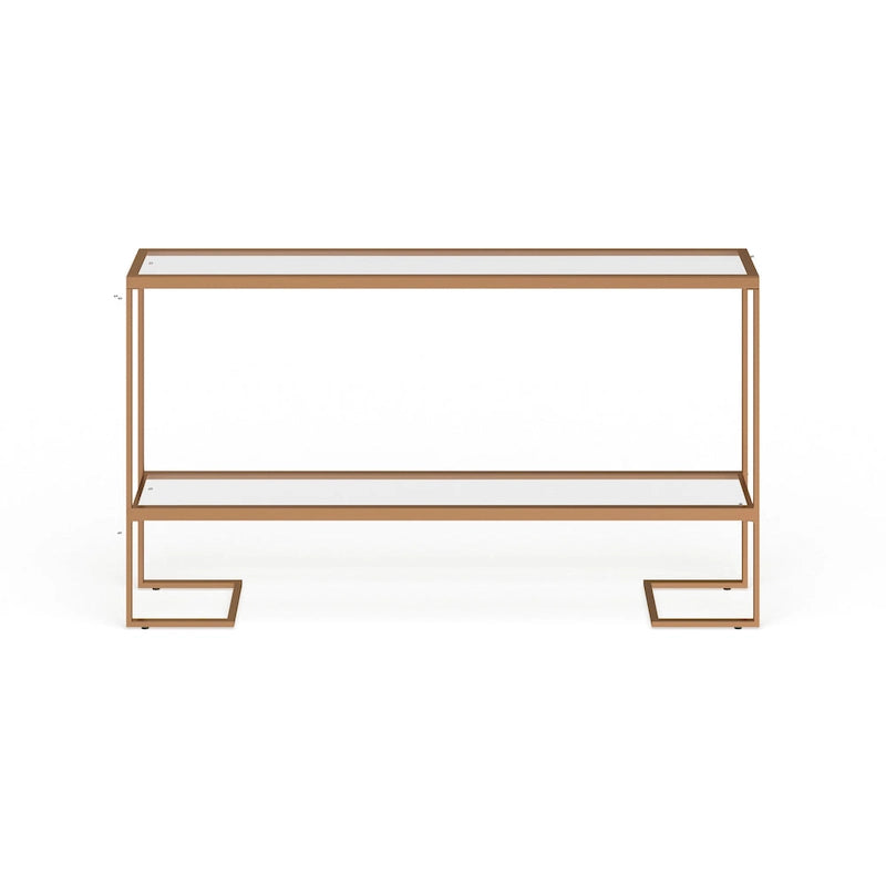 Console dorée glamour, plateau en verre, 1 pièce