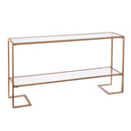 Console dorée glamour, plateau en verre, 1 pièce