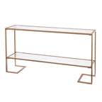 Console dorée glamour, plateau en verre, 1 pièce
