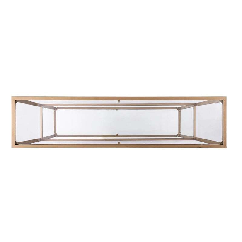 Console dorée glamour, plateau en verre, 1 pièce