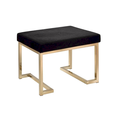 Ottoman en tissu noir avec base en métal couleur champagne, 1 place